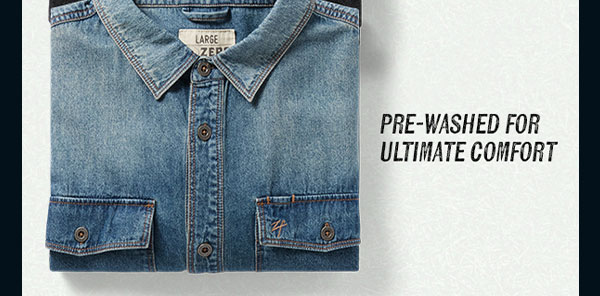 SHOP 100% COTTON DENIM WORK SHIRT! PRE-WASHED FOR ULTIMATE COMFORT