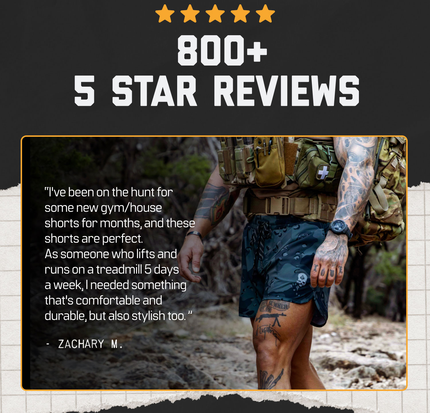 "I've been on the hunt for some new gym/house shorts for months, and these shorts are perfect. As someone who lifts and runs on a treadmill 5 days a week, I needed something that's comfortable and durable, but also stylish too.” ZACHARY M.