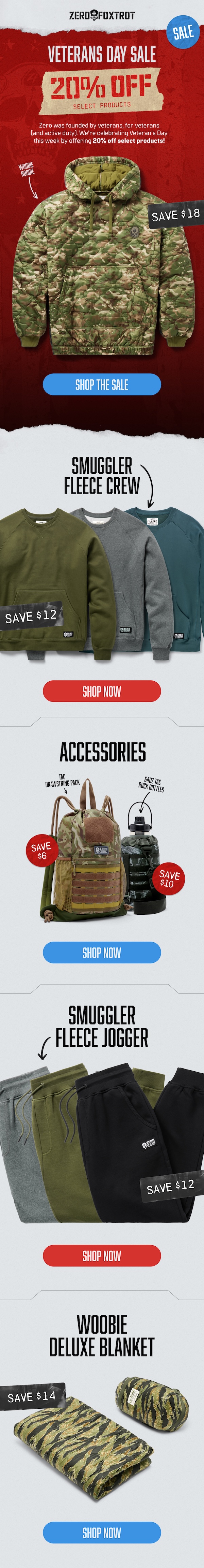 VETERANS DAY 20% OFF SELECT PRODUCTS.