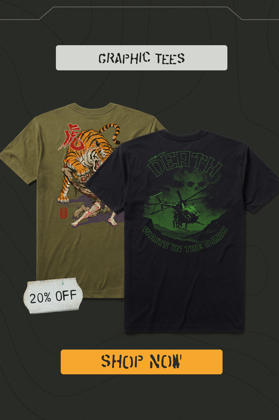 SURPLUS SALE 20% OFF TEES.