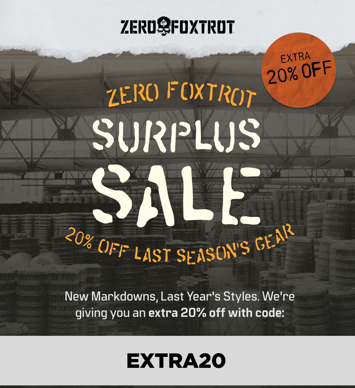 SURPLUS SALE 20% OFF SELECT PRODUCTS.