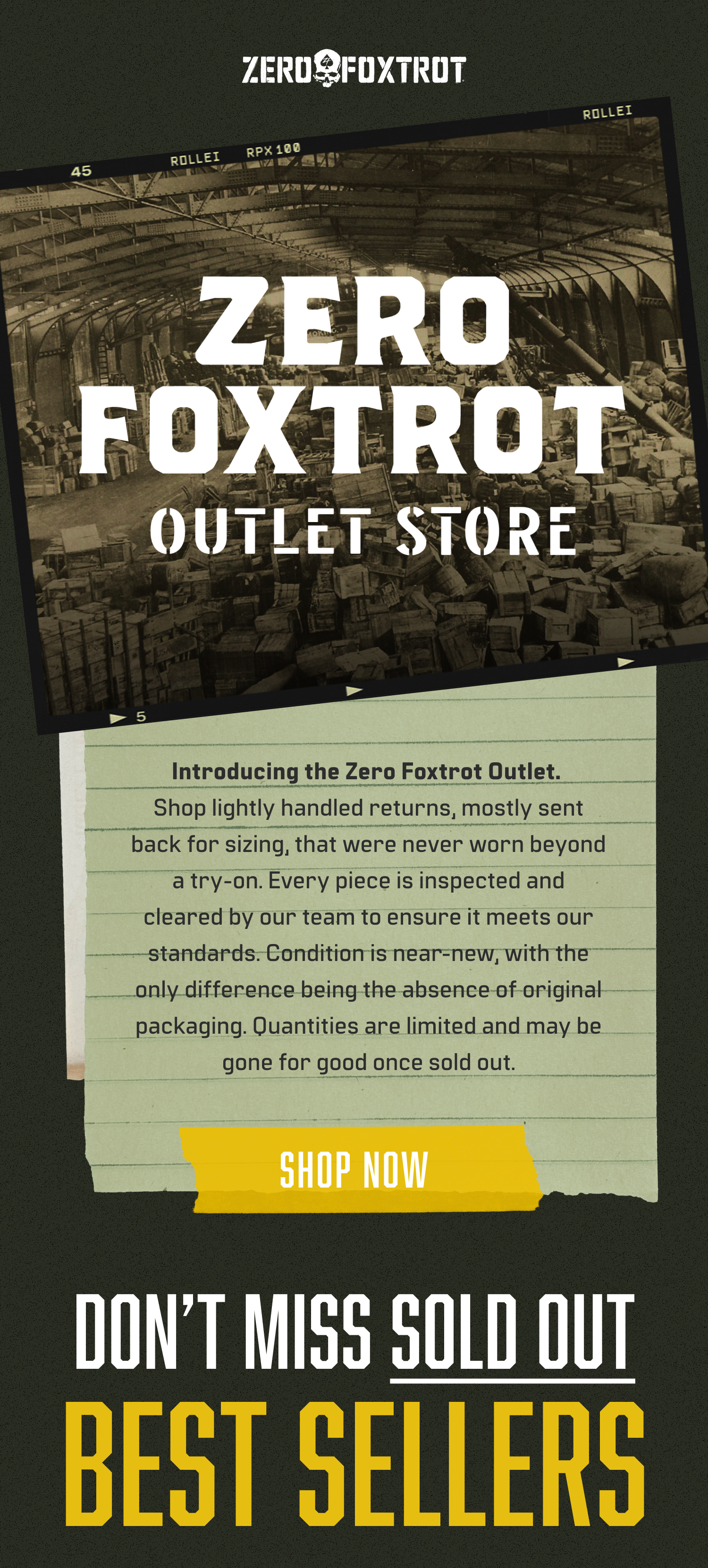 Introducing the Zero Foxtrot Outlet