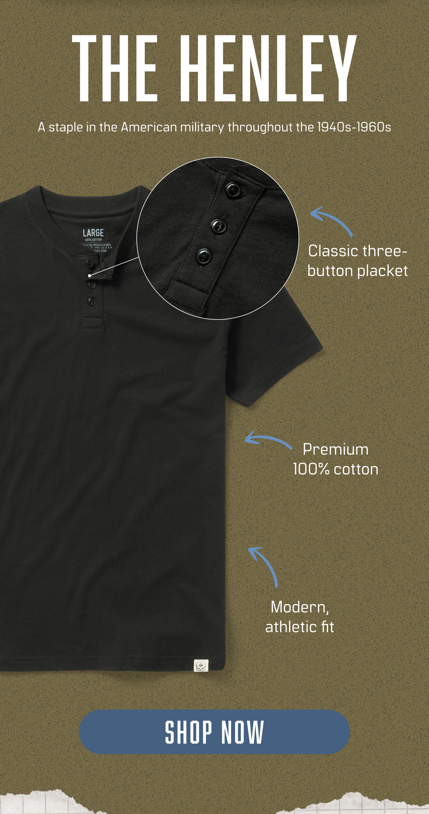 Short Sleeve Cotton Skivvy Henley