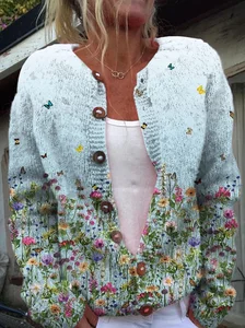 Image of Loose Casual Crew Neck Cardigan