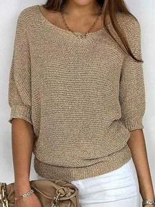Image of Loose Casual Crew Neck Yarn/Wool yarn Regular Sweater