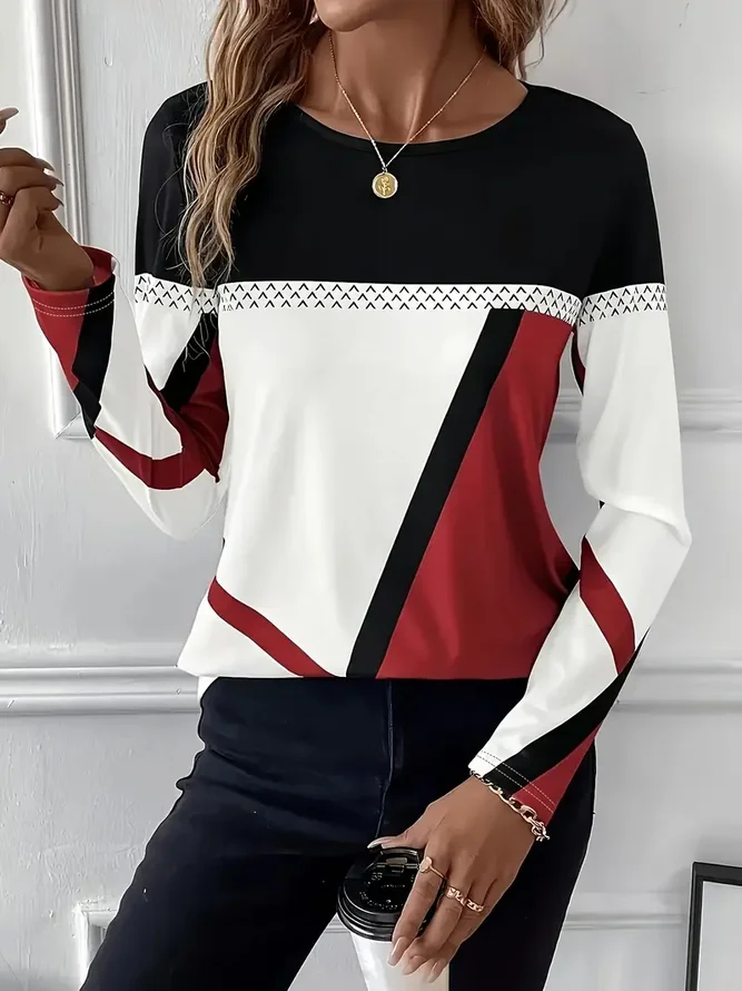 Neck Daily Going Out Casual T...