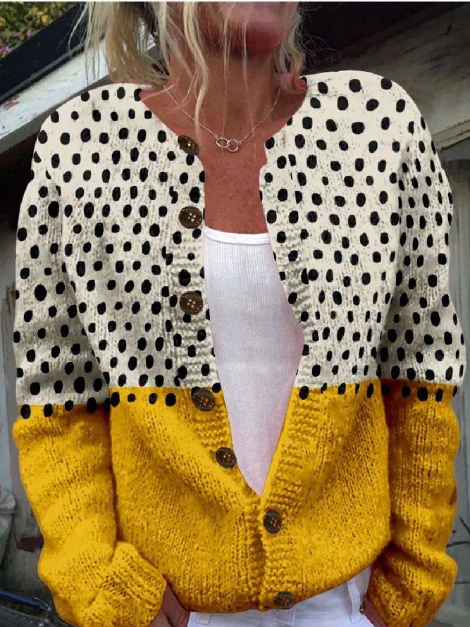 Sleeve Crew Neck H-Line Cardi...