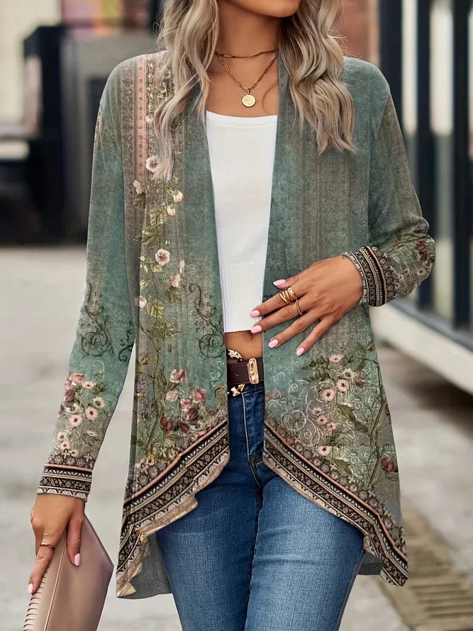      Casual Loose Floral Jack...