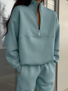 Image of Casual Half Open Collar Two-Piece Set