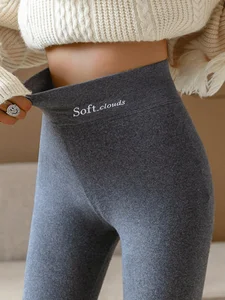 Image of Tight Casual Plain Cotton-Blend Leggings