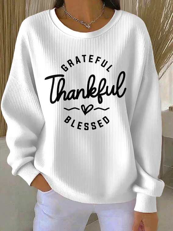 Casual Crew Neck Cotton Sweat...