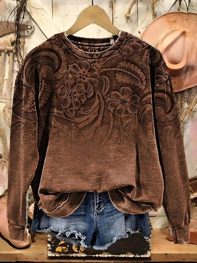 Printing Casual Floral Sweats...