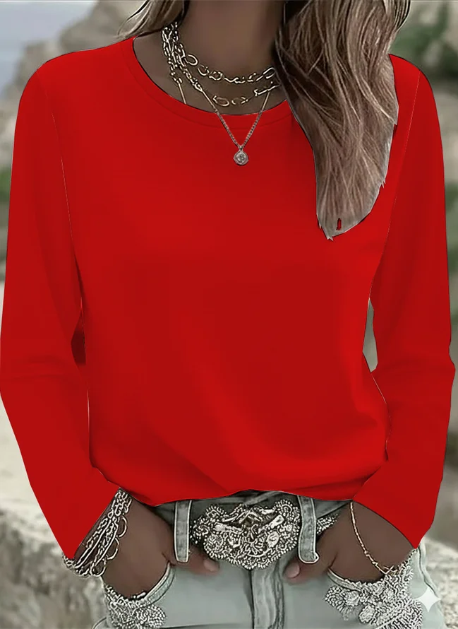 Neck Daily Going Out Casual T...