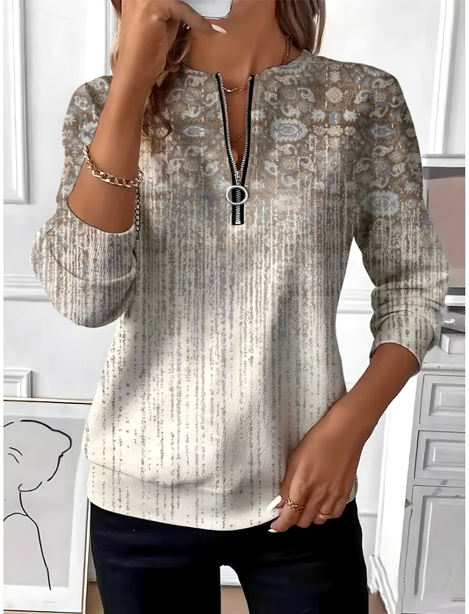 Zipper Casual Sweatshirt Regu...