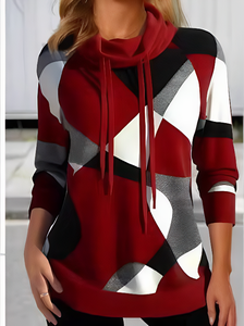 Image of Drawstring Turtleneck Lady Romance Loose Sweatshirt