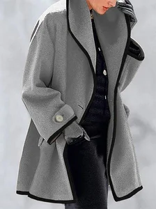 Image of Woolen Pocket Stitching Vintage Hoodie Coat