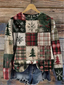 Image of Loose Casual Multicolor Block Crew Neck Sweatshirt