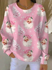 Image of Casual Crew Neck Christmas Sweatshirt
