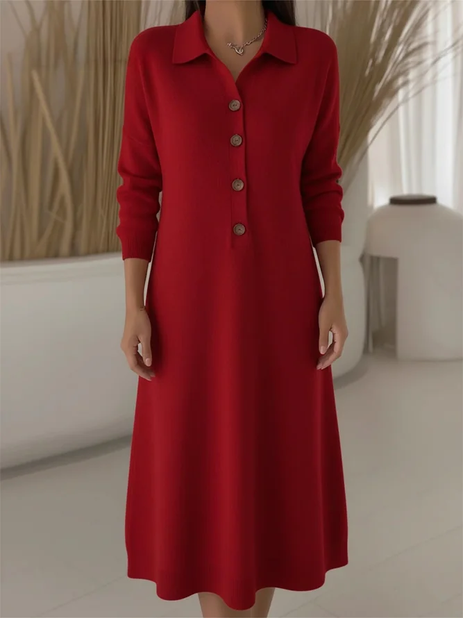 Plain Loose Sweater Dress Wit...
