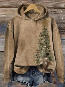 Image of Casual Christmas Cotton Hoodie Hoodie