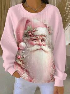 Image of Casual Printing Santa Claus Loose Sweatshirt