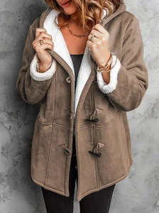 Image of Warmth Fleece Suede Plain Casual Loose Jacket