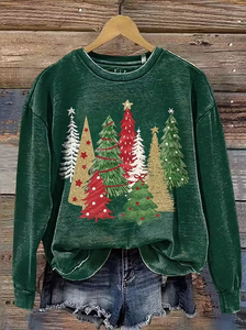Image of Casual Printing Christmas Loose Sweatshirt