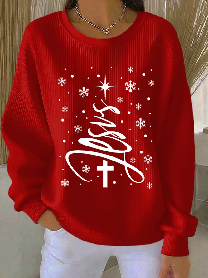 Neck Printing Christmas Sweat...