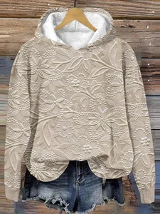 Image of Casual Loose Cotton-Blend Hoodie