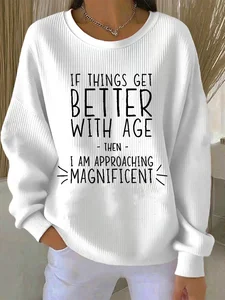 Image of Letter Pattern Crew Neck Vintage Loose Sweatshirt