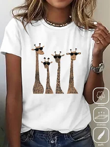 Image of Giraff Crew Neck Loose Casual T-Shirt