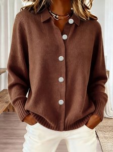 Image of Plain Casual Loose Fit Cardigan