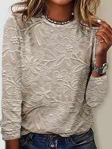 Image of Casual Long Sleeve Round Neck T-Shirt