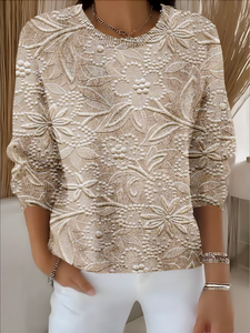 Image of Women's Fall Festive Floral Pattern Pullover Top