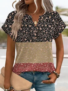 Image of V Neck Loose Elegant T-Shirt