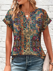 Image of Elegant V Neck Loose T-Shirt