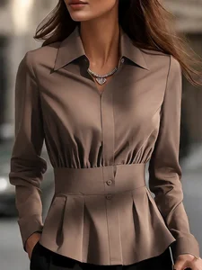 Image of Plain Elegant Shawl Collar Regular Fit Shirt