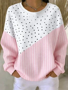 Image of Casual Loose Others Polka Dots Sweatshirt