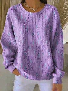 Image of Loose Abstract Crew Neck Casual Sweatshirt