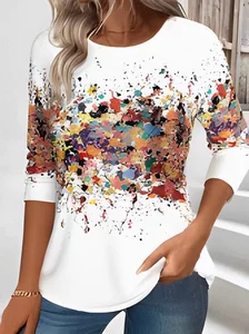 Image of Casual Long Sleeve Round Neck T-Shirt