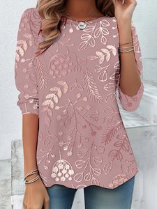 Image of Loose Jersey Crew Neck Casual T-Shirt