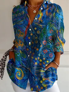 Image of Abstract floral long-sleeved shirt
