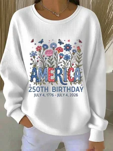 Image of Women's USA 250th Anniversary Printed Casual Sweatshirt