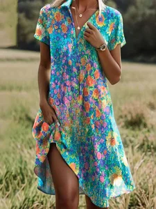 Image of Cotton Regular Fit Casual Dress With No