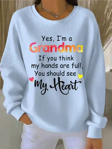 Image of Crew Neck Text Letters Loose Simple Sweatshirt