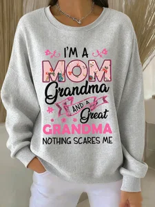 Image of Crew Neck Vintage Loose Text Letters Sweatshirt