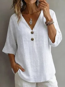 Image of Linen Blend Others Plain Elegant Shirt