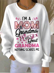 Image of Crew Neck Vintage Loose Text Letters Sweatshirt
