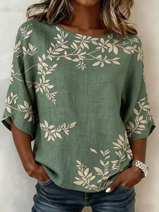 Image of Loose Cotton And Linen Vintage Shirt