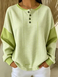 Image of Striped Others Loose Casual Sweatshirt